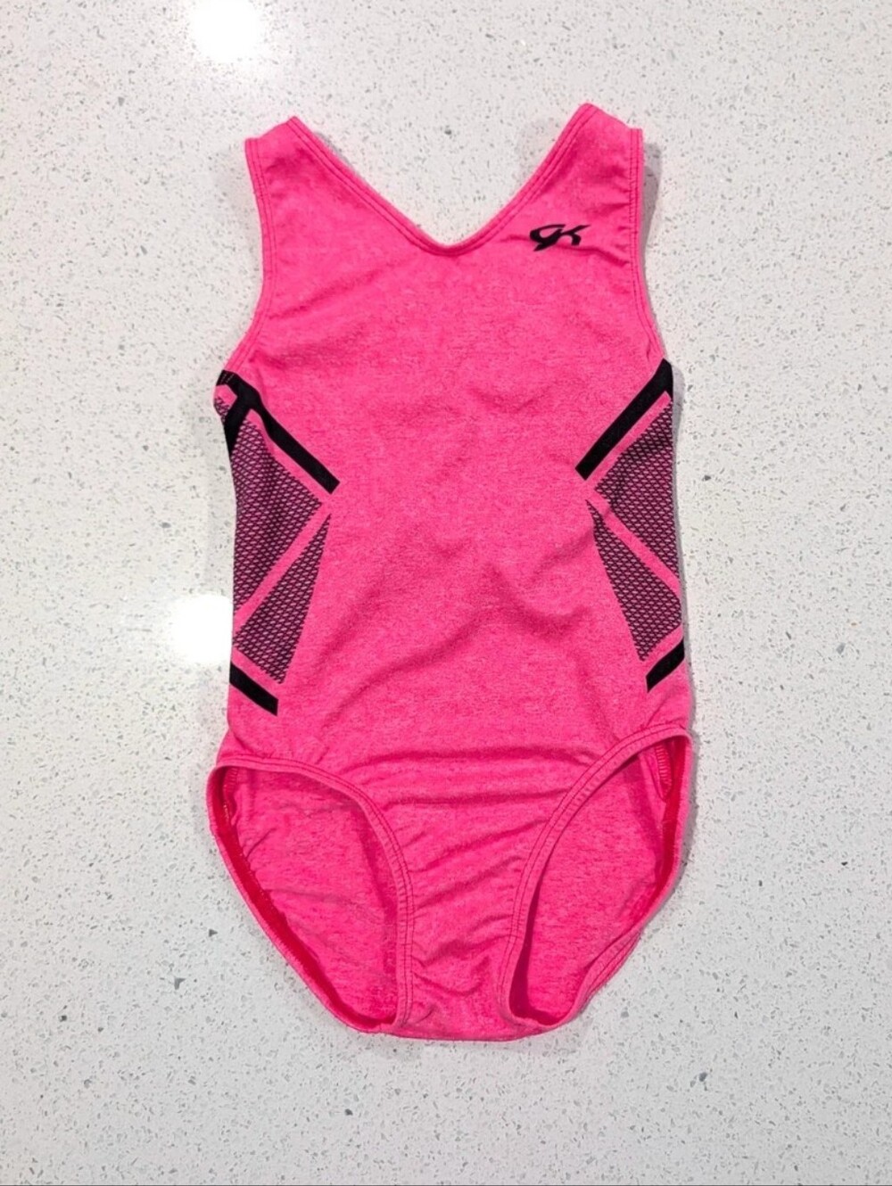 BEAUTIFUL GK Elite AM Medium Gymnastics Dance Leotard Hot Neon Pink ULTRA SOFT
